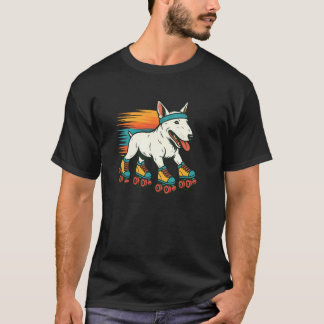 Englisch Bull Terrier Rollschuhfahren Retro Vintag T-Shirt