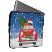 Englisch Bulldog Autofahren Auto in Schnee Weihnac Laptopschutzhülle (Vorne Rechts)