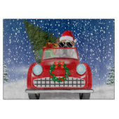 Englisch Bulldog Autofahren Auto in Schnee Weihnac Schneidebrett (Vorderseite)