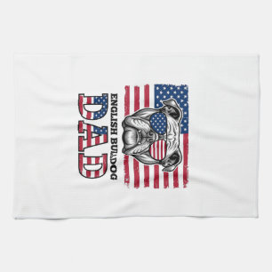 Englisch Bulldog Daddy Patriotisches Vintage-Shirt Geschirrtuch