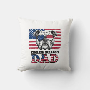 Englisch Bulldog Daddy Patriotisches Vintage-Shirt Kissen