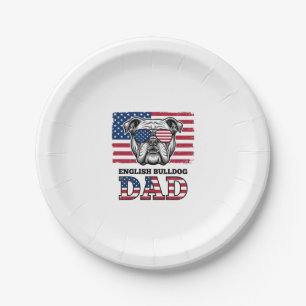 Englisch Bulldog Daddy Patriotisches Vintage-Shirt Pappteller