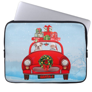Englisch Bulldog in Car mit dem Weihnachtsmann Laptopschutzhülle
