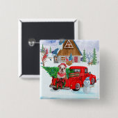 Englisch Bulldog in Christmas Delivery LKW Schnee Button (Vorne & Hinten)