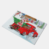 Englisch Bulldog in Christmas Delivery LKW Schnee Fußmatte (Schrägansicht)