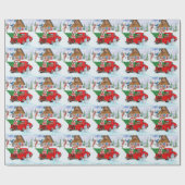 Englisch Bulldog in Christmas Delivery LKW Schnee Geschenkpapier (Flach)