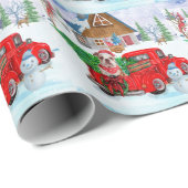 Englisch Bulldog in Christmas Delivery LKW Schnee Geschenkpapier (Rolleneckpunkt)