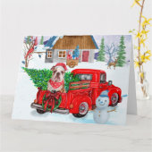 Englisch Bulldog in Christmas Delivery LKW Schnee Karte (Gelbe Blume)