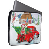 Englisch Bulldog in Christmas Delivery LKW Schnee Laptopschutzhülle (Vorne Rechts)
