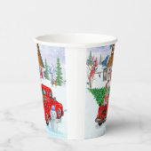 Englisch Bulldog in Christmas Delivery LKW Schnee Pappbecher (Rechts)