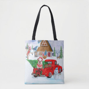 Englisch Bulldog in Christmas Delivery LKW Schnee Tasche