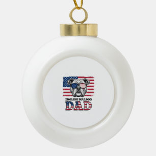 Englisch Bulldog Papa Patriotisches Vintage-Shirt- Keramik Kugel-Ornament