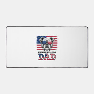 Englisch Bulldog Papa Patriotisches Vintage-Shirt- Schreibtischunterlage