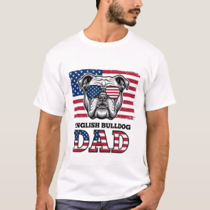 Englisch Bulldog Papa Patriotisches Vintage-Shirt- T-Shirt