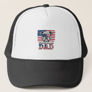 Englisch Bulldog Papa Patriotisches Vintage-Shirt- Truckerkappe