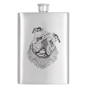Englisch Bulldog Pet Animal Nature Illustration Ar Flachmann