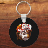 Englisch Bulldog Playing Basketball Spaß Dog Baske Schlüsselanhänger (Vorderseite)