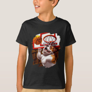 Englisch Bulldog Playing Basketball Spaß Dog Baske T-Shirt