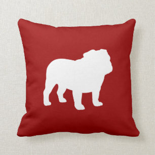 Englisch Bulldog Silhouette Red and White Dog Love Kissen