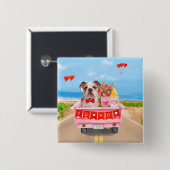 Englisch Bulldog Valentine's Day Lkw Herz Button (Vorne & Hinten)