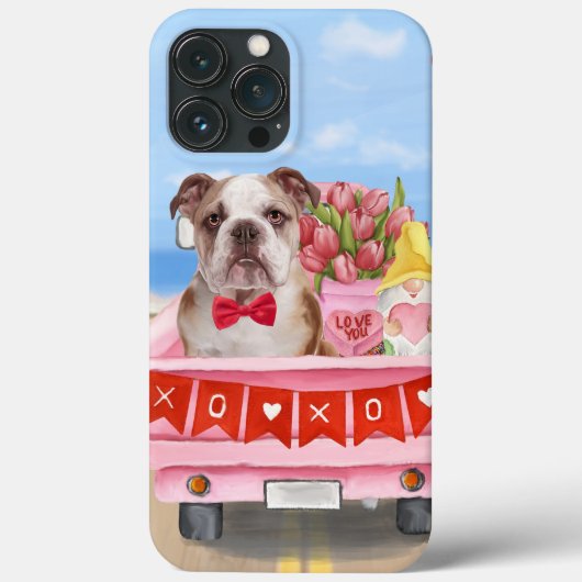 Englisch Bulldog Valentine's Day Lkw Herz Case-Mate iPhone Hülle (Rückseite)