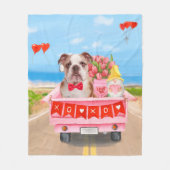Englisch Bulldog Valentine's Day Lkw Herz Fleecedecke (Vorderseite)