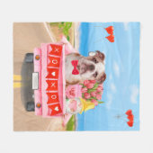 Englisch Bulldog Valentine's Day Lkw Herz Fleecedecke (Vorderseite (Horizontal))