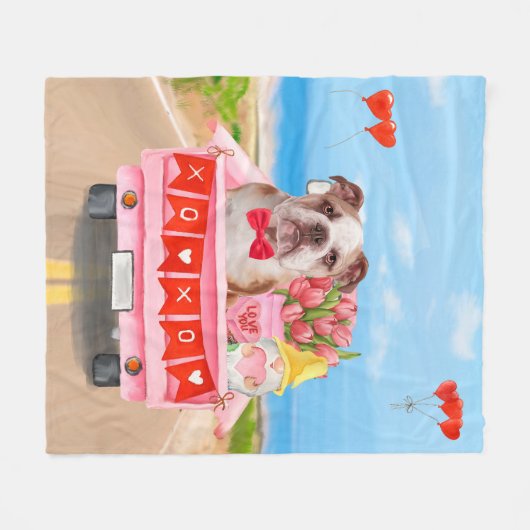 Englisch Bulldog Valentine's Day Lkw Herz Fleecedecke (Vorderseite (Horizontal))