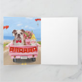 Englisch Bulldog Valentine's Day Lkw Herz Karte (Innenseite)