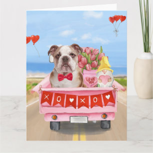 Englisch Bulldog Valentine's Day Lkw Herz Karte