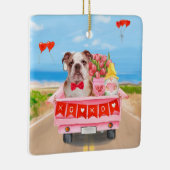 Englisch Bulldog Valentine's Day Lkw Herz Keramikornament (Rechts)