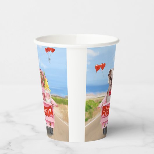 Englisch Bulldog Valentine's Day Lkw Herz Pappbecher (Links)