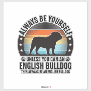 Englisch Bulldog Vintage Sonnenuntergang Hundelieb Aufkleber