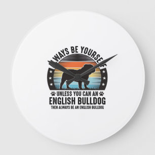 Englisch Bulldog Vintage Sonnenuntergang Hundelieb Große Wanduhr