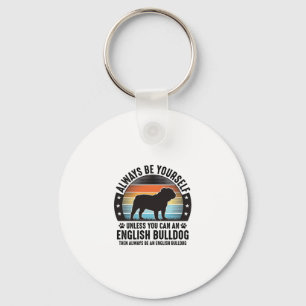 Englisch Bulldog Vintage Sonnenuntergang Hundelieb Schlüsselanhänger