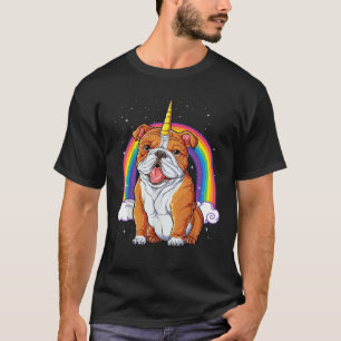 Englisch Bulldogge Einhorn Mädchen Weltraum Galaxi T-Shirt