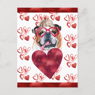 Englisch Bulldogge Herzen Hundeliebhaber Valentins Feiertagspostkarte