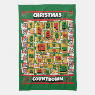 Englisch Bulldogge Hund Adventskalender Weihnachte Geschirrtuch
