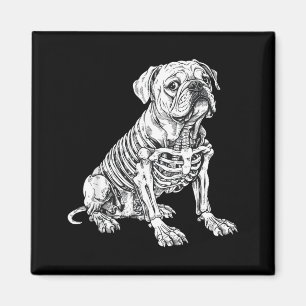 Englisch Bulldogge Hund Skelett Halloween T-Shirt1 Magnet