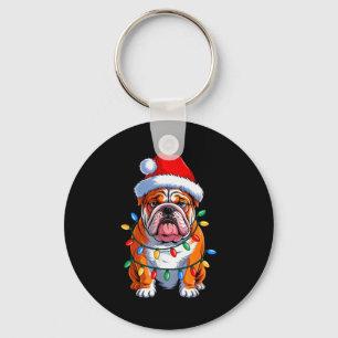 Englisch Bulldogge Hund Weihnachtslichter Santa Hu Schlüsselanhänger