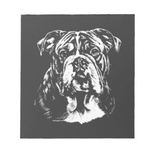 Englisch Bulldogge-Porträt Minimalistische Bekleid Notizblock