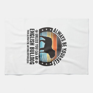 Englisch Bulldogge Vintage Sonnenuntergang Hunde L Geschirrtuch