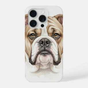 Englisch Bulldogge Wasserfarben-Porträt iPhone 15 Pro Hülle