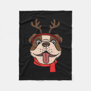Englisch Bulldogge Weihnachten Rentiere Geweihe Xm Fleecedecke