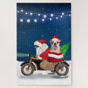 Englisch Bulldogge Weihnachten Santa Claus Puzzle