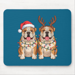 Englisch Bulldogge Weihnachten Santa Hut Rentier L Mousepad