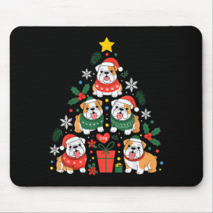 Englisch Bulldogge Weihnachtsbaum Hunde Liebhaber Mousepad