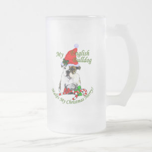 Englisch Bulldogge Weihnachtsgeschenke Mattglas Bierglas