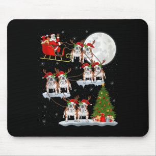 Englisch Bulldogge Weihnachtsmann Schlitten Fliege Mousepad