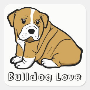 Englisch Bulldogge Welpen Hundeliebe Quadratischer Aufkleber